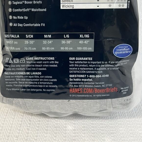 HANES 4 Pack Tagless Underwear Men's M Black Gray Comfort Waistband No Ride Up - Picture 14 of 16